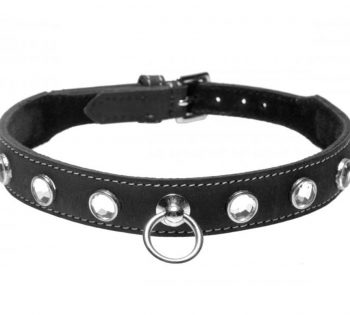Collar cuero diamantes 2