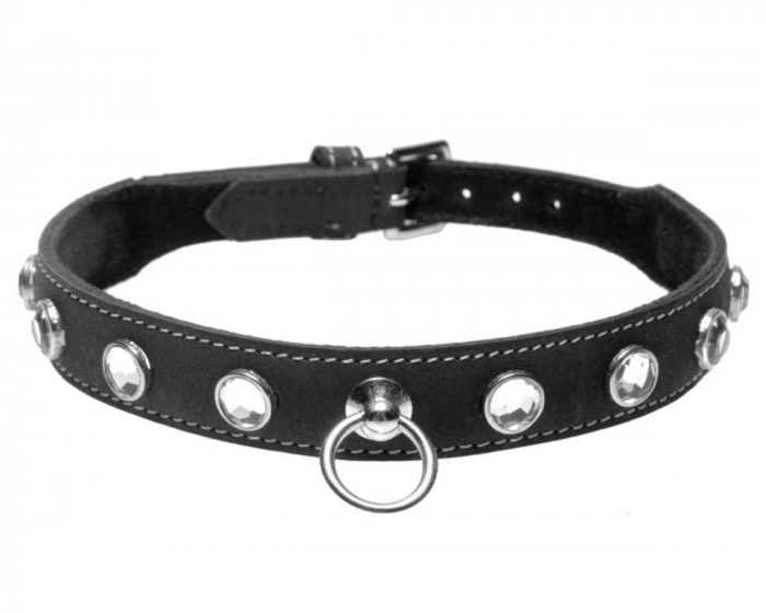 Collar cuero diamantes 2