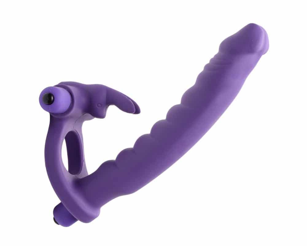 Anillo doble penetracion con vibrador clitorial para uso peneano Frisky™