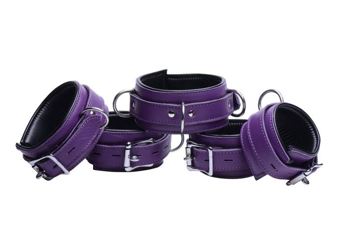 AE792-Strict-Leather-Purple-5-Piece-Leather-Bondage-Set-F1