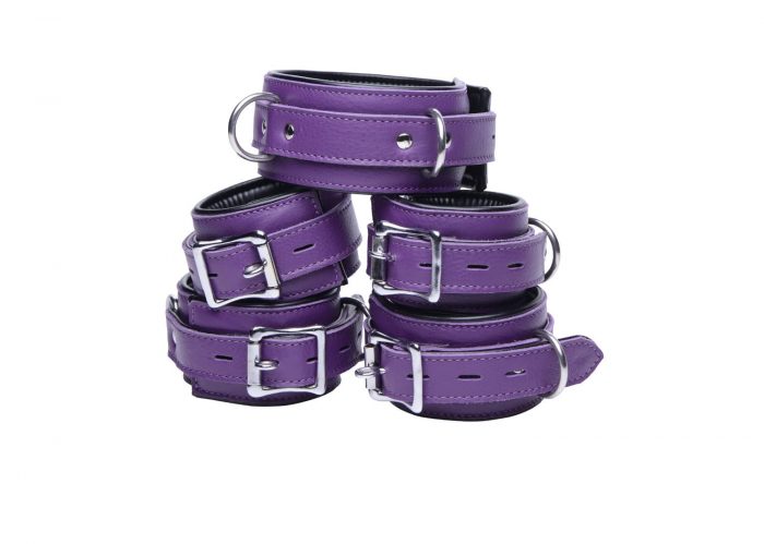 AE792-Strict-Leather-Purple-5-Piece-Leather-Bondage-Set-F2