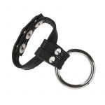 Anillo de cuero y metal para pene y testículos
