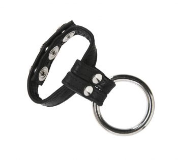 Anillo de cuero y metal para pene y testículos