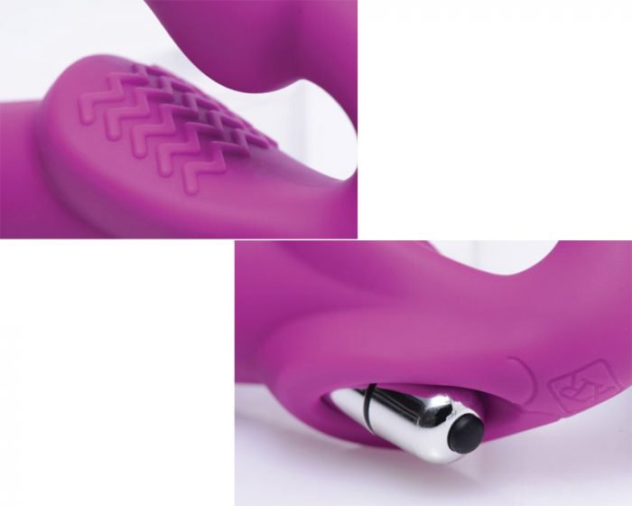 Detalles dildo strapless silicona con bala vibradora