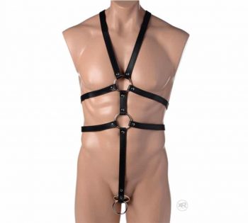 Arnés corporal masculino de cuerina Strict