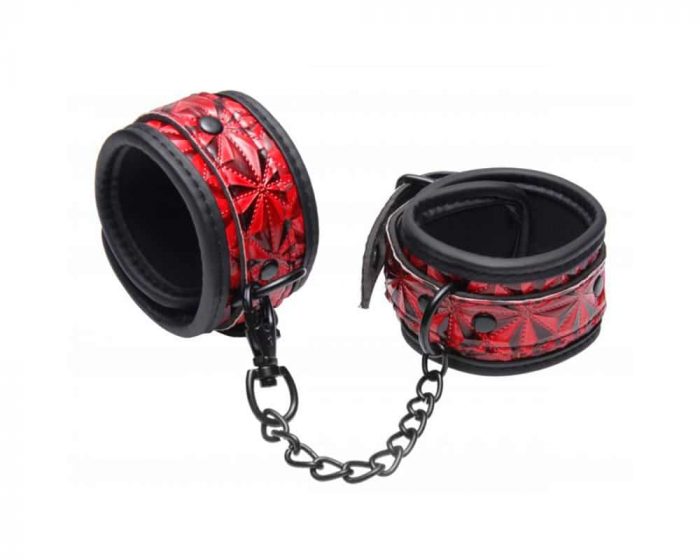 AE142-Ankle-Master-Series-Crimson-Tied--Embossed-Ankle-Cuffs-Fg1