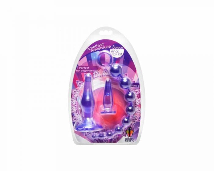 Empaque kit con 3 juguetes anales para principiantes Amethyst Trinity Vibes