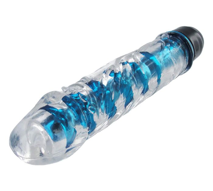 Dildo vibrador Jelly suave Trinity Vibes Shimmer Core Azul