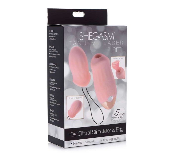 Empaque estimulador, succionador y huevo vibrador Shegasm Tandem Teaser by inmi Empaque estimulador, succionador y huevo vibrador Shegasm Tandem Teaser by inmi