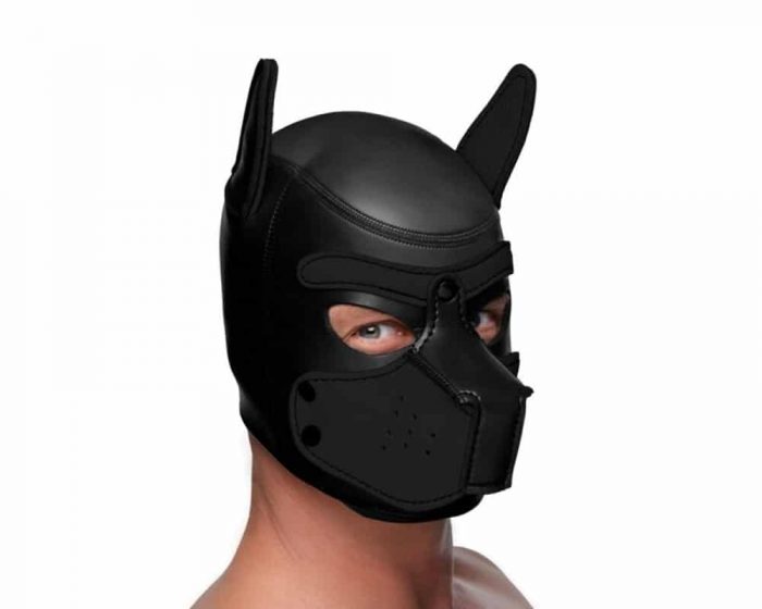 Modelo máscara de perro de neopreno desmontable