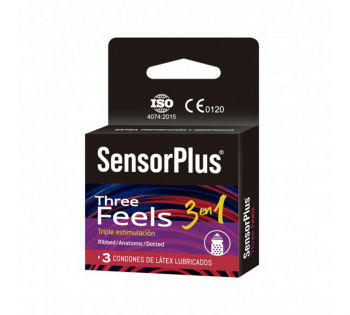 Preservativo con textura Three Feels Sensor Plus.