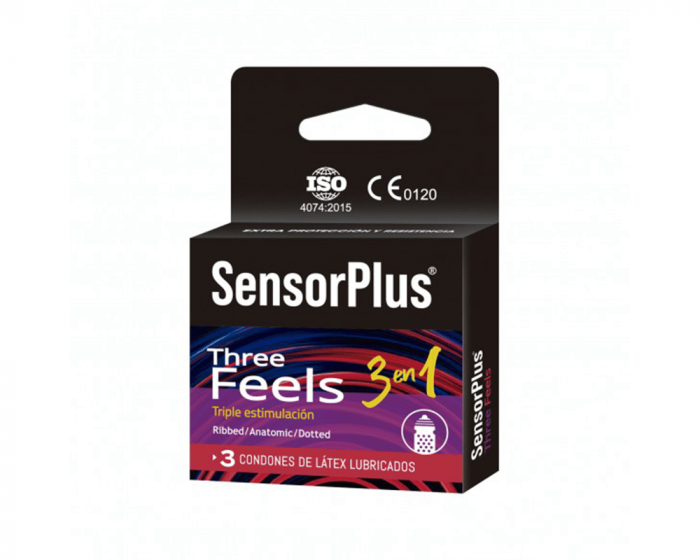 Preservativo con textura Three Feels Sensor Plus.