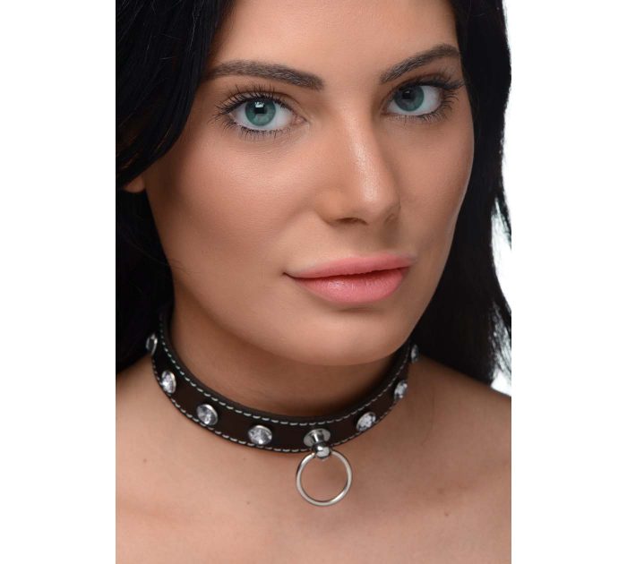 AG893-Clear-Rhinestone Choker with O-Ring - Clear-F6-1400x1260px