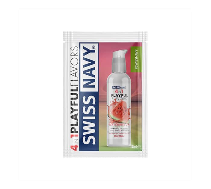 4 en 1 Lubricante-Masaje-Calor Sabor Sandia 5ml Sachet Swiss Navy