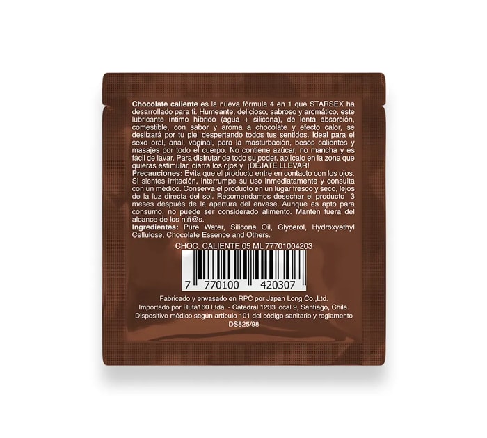 Lubricante 4 en 1 chocolate caliente sachet 5ml Starsex